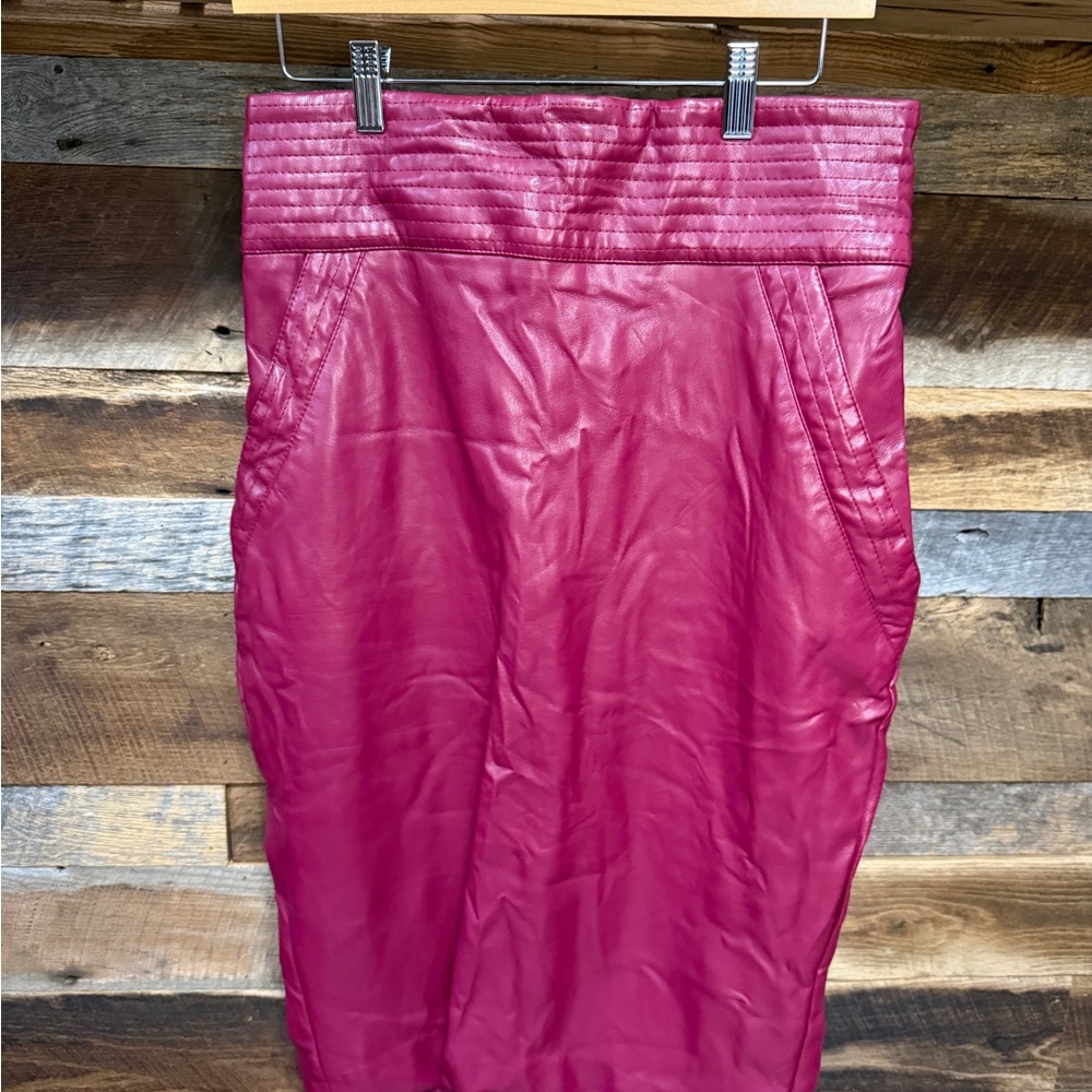 JLUXLABEL Hot Pink Faux Leather Pencil Skirt
